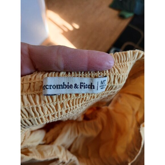 Abercrombie & Fitch Cut Out Maxi Dress Size Medium Tall Yellow Sleeveless Ruched - Picture 4 of 8